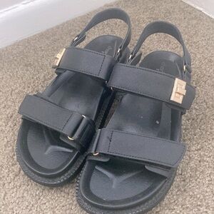 black & gold sandals